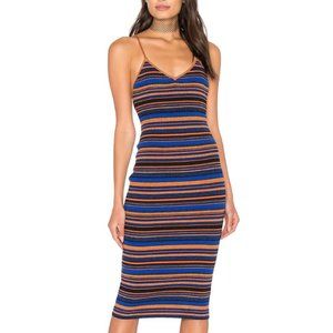 Majorelle Striped Spaghetti Strap Sweater dress with shimmer lurex throughout!